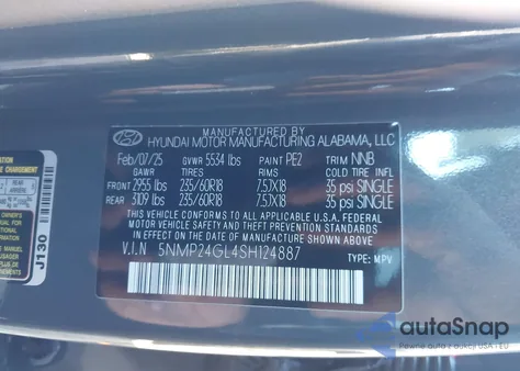 2025 Hyundai Santa Fe Sel z USA, uszkodzony, nr VIN 5NMP24GL4SH124887